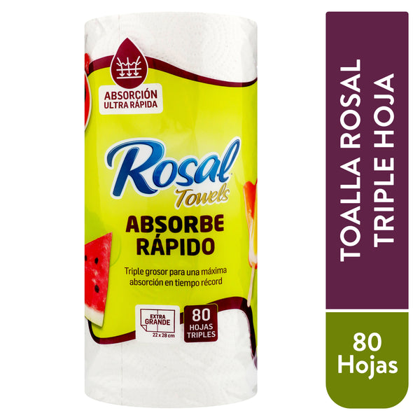 Toalla Rosal 3ply Blanca Indiv 80hojas