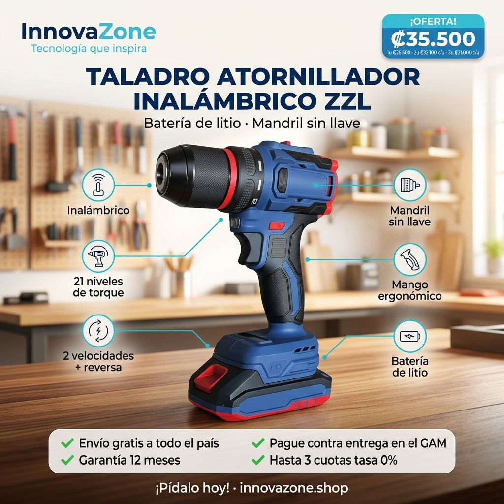 Taladro Atornillador Inalámbrico ZZL — oferta ₡35.500