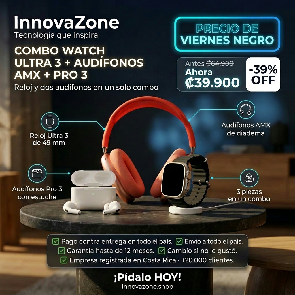 Combo Watch Ultra 3 + Audífonos AMX + Audífonos Pro 3 - oferta