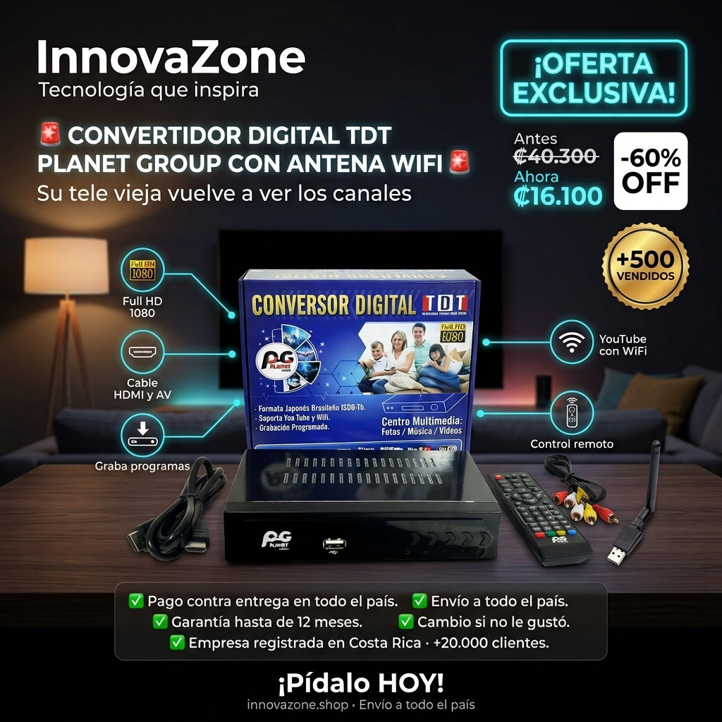 Convertidor Digital TDT Planet Group con Antena WiFi para YouTube - oferta