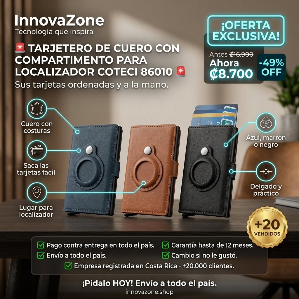 Tarjetero de cuero con compartimento para localizador Coteci 86010 - oferta