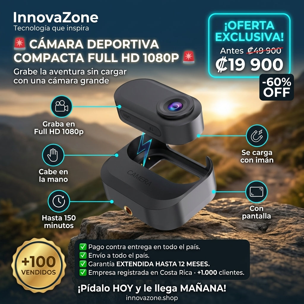 Cámara Deportiva Compacta Full HD 1080p