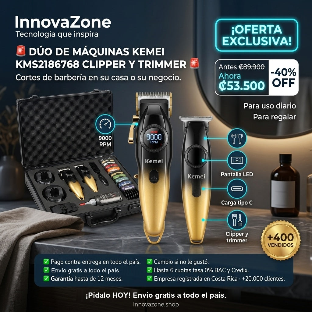 Dúo de máquinas Kemei KMS2186768 clipper y trimmer - oferta