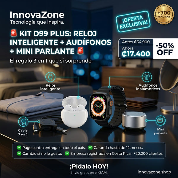 Kit D99 Plus reloj inteligente, audífonos y mini parlante - oferta