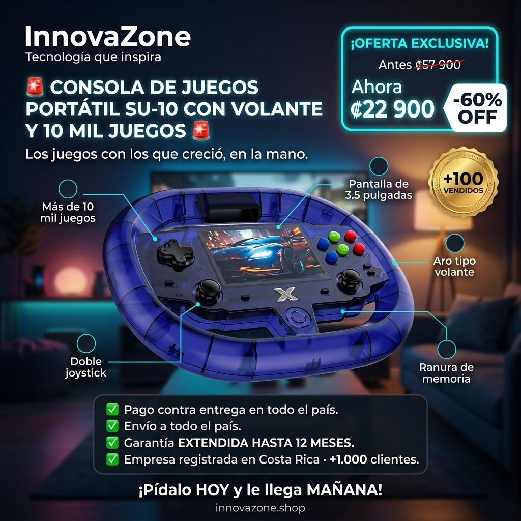 Consola de Juegos Portátil SU-10 con Volante y 10 Mil Juegos