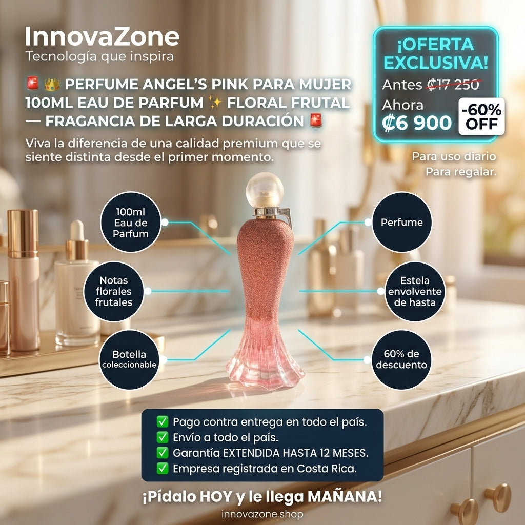 👑 Perfume Angel's Pink para Mujer 100ml Eau de Parfum ✨ Floral Frutal - oferta