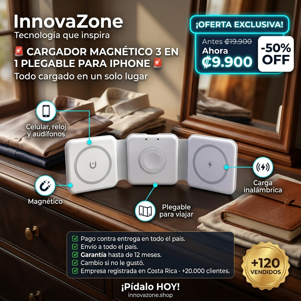 Cargador magnético 3 en 1 plegable para iPhone - oferta