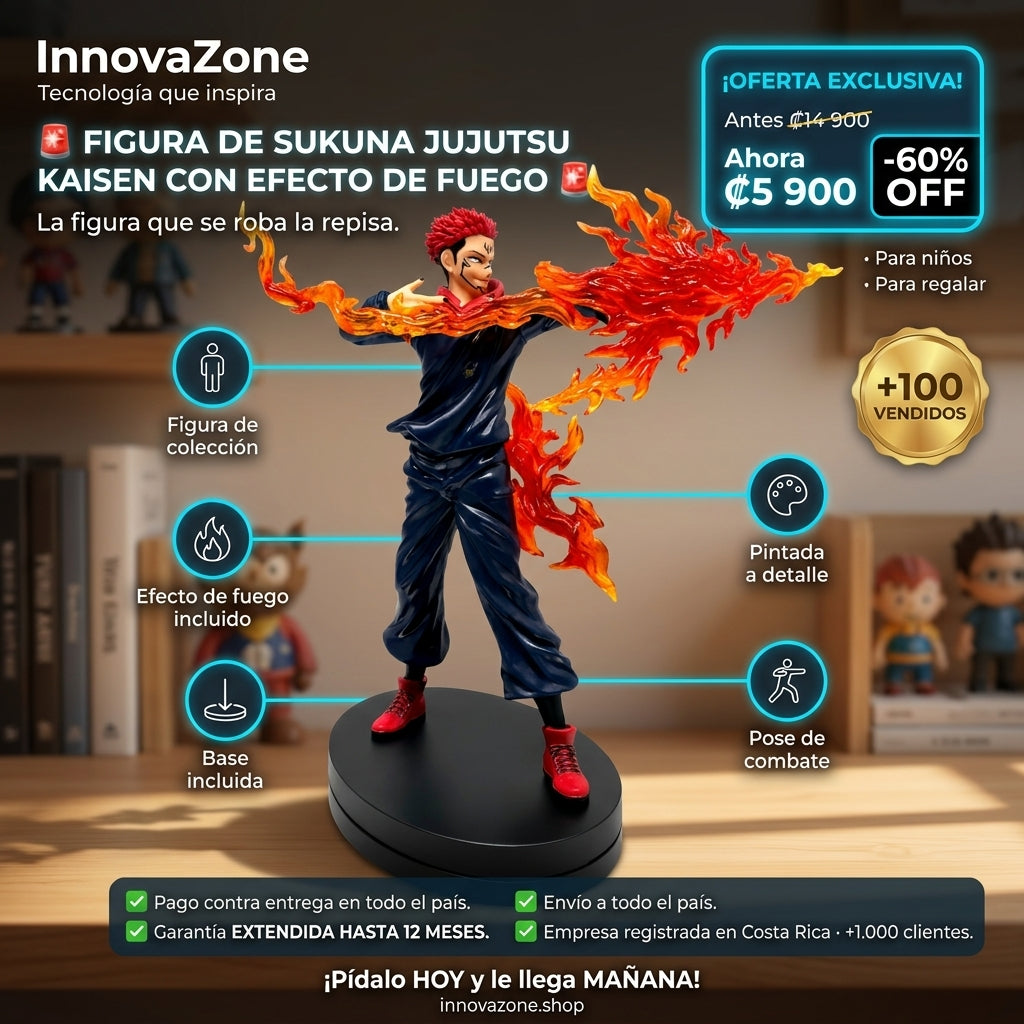 Figura de Sukuna Jujutsu Kaisen con Efecto de Fuego