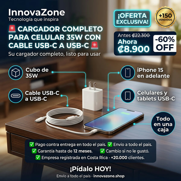 Cargador completo para iPhone 35W con cable USB-C a USB-C - oferta