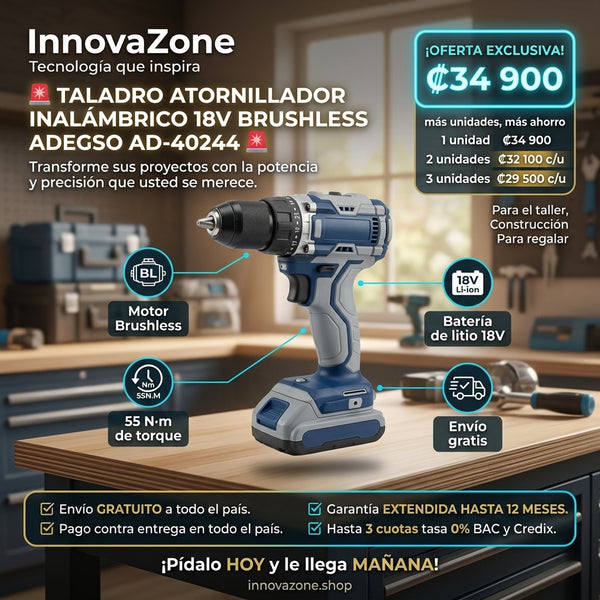 Taladro ADEGSO 18V Brushless - oferta ₡34.900