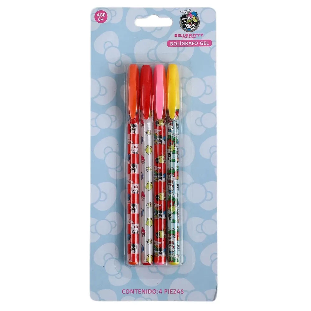 Bolígrafos Hello Kitty De Gel Con Diseños -4 Pzas