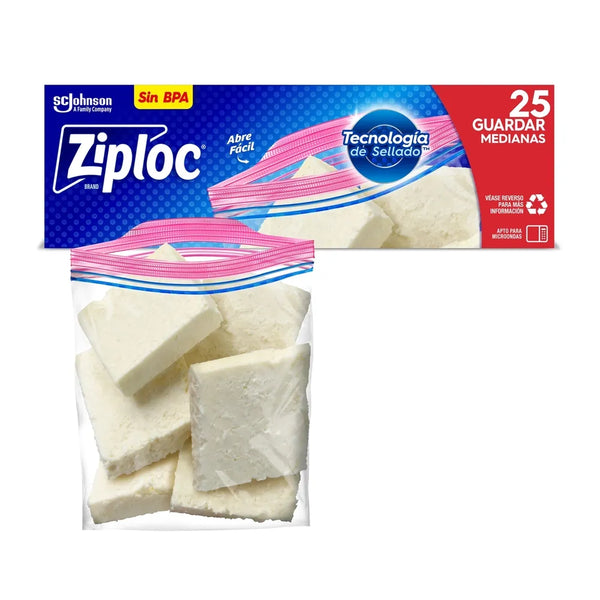 Bolsa Reutilizable Ziploc Multiusos Guardar Medianas - 25 Uds