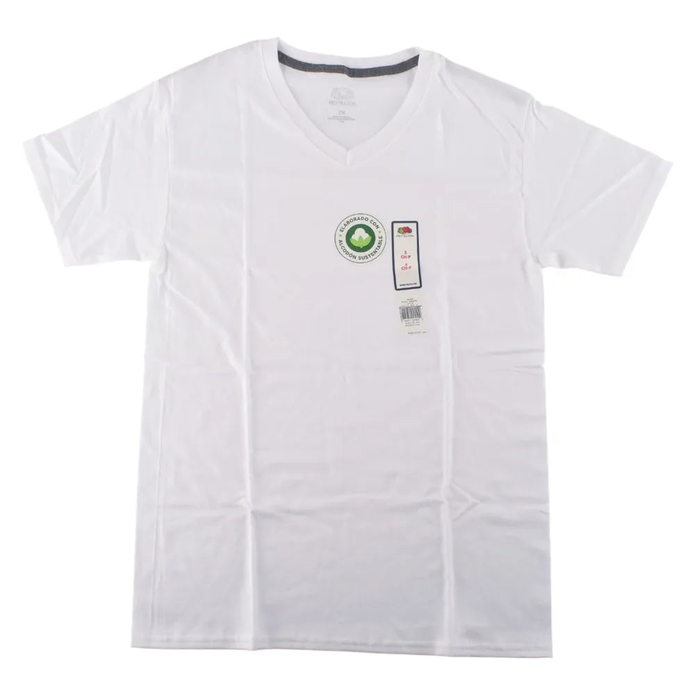 Camiseta Fruit Of The Loom Cuello V, Color Blanco -talla S