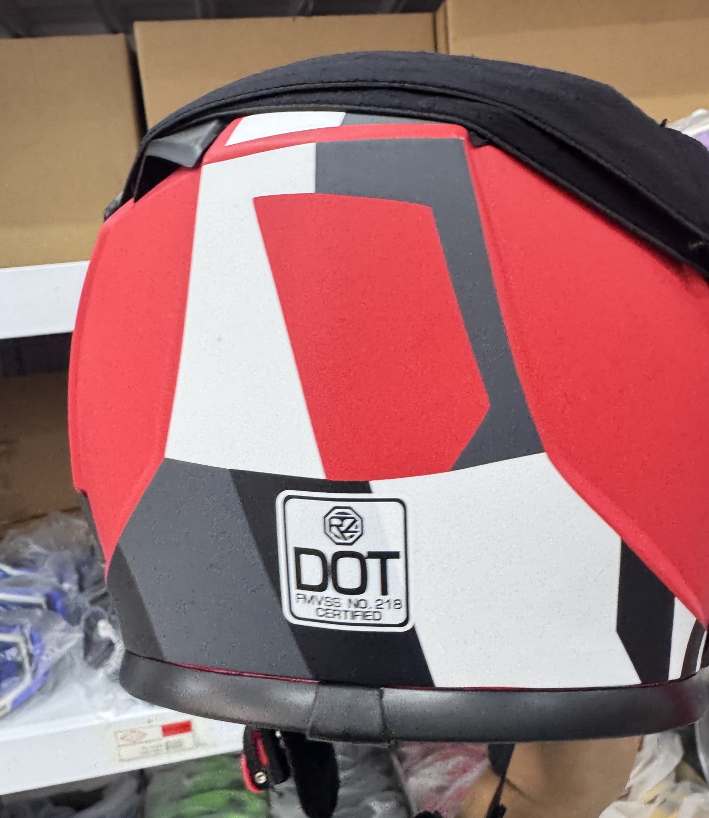 🏍️ Casco de Moto HT-5 Certificado DOT · Gráfico Rojo, Blanco y Negro