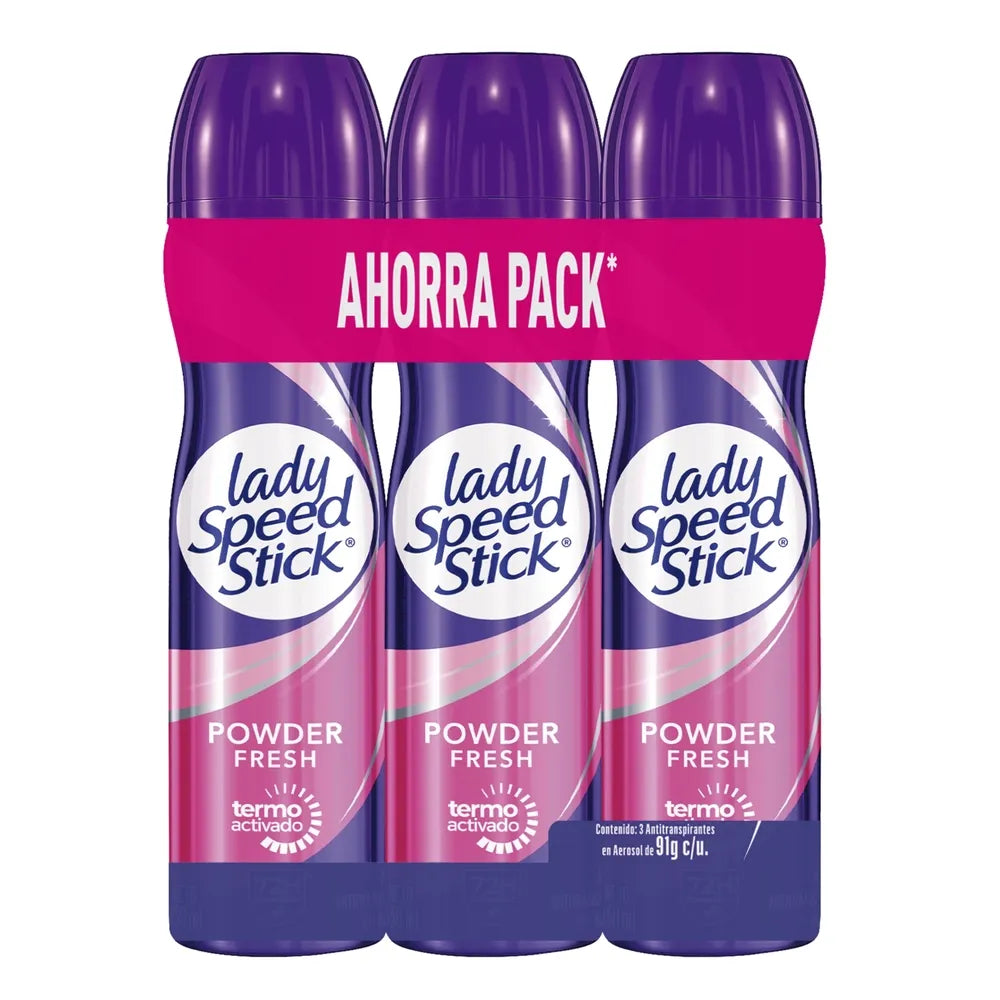 Desodorante Lady Speed Stick 24/7 Powder Fresh Aerosol 3 Pack - 273 G