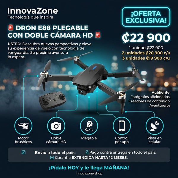 Dron E88 Plegable Doble Cámara HD - oferta