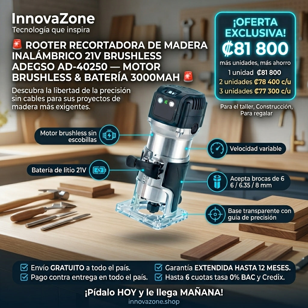 Rooter Recortadora de Madera Inalambrico 21V Brushless ADEGSO AD-40250 - oferta