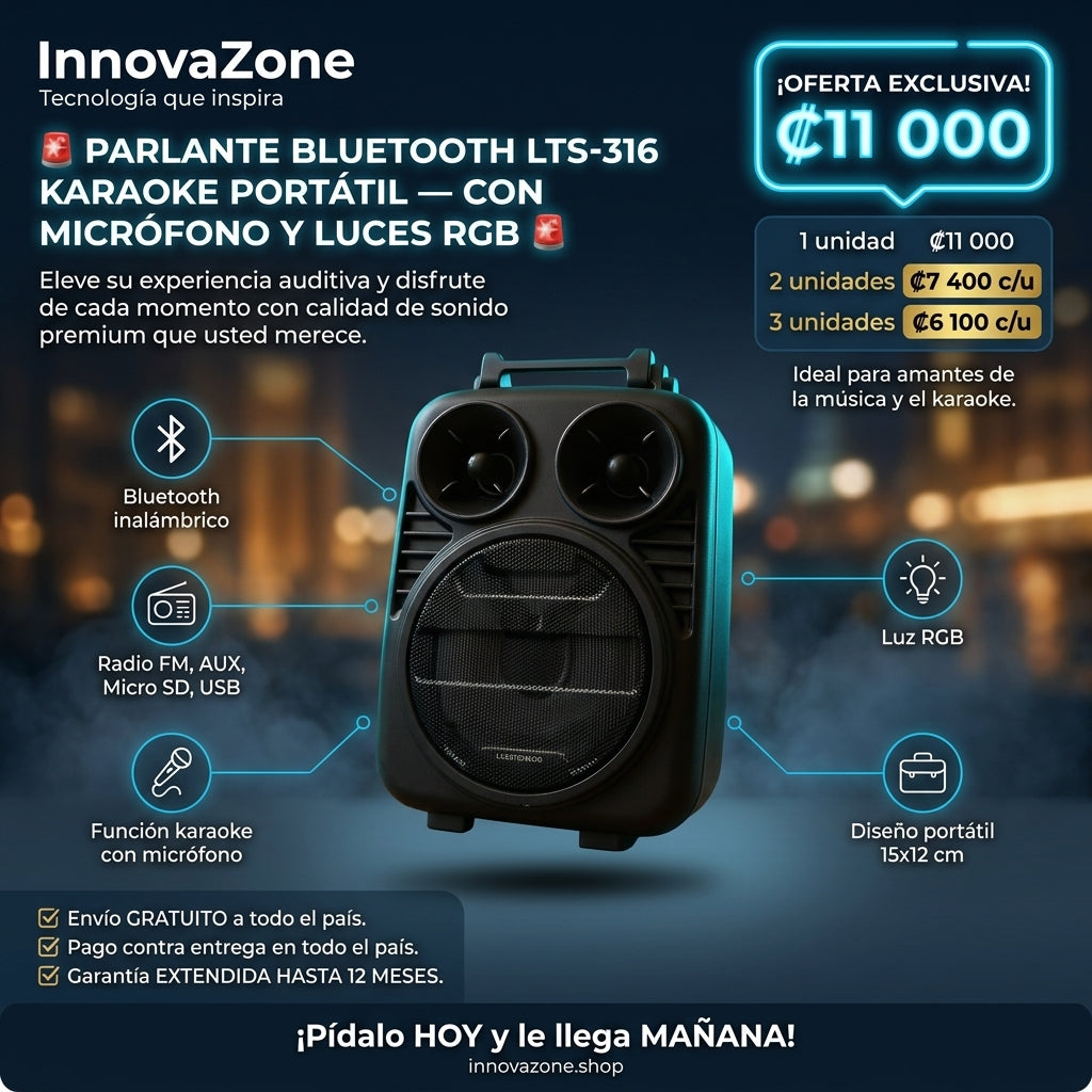 Parlante Bluetooth LTS-316 Karaoke Portátil - oferta