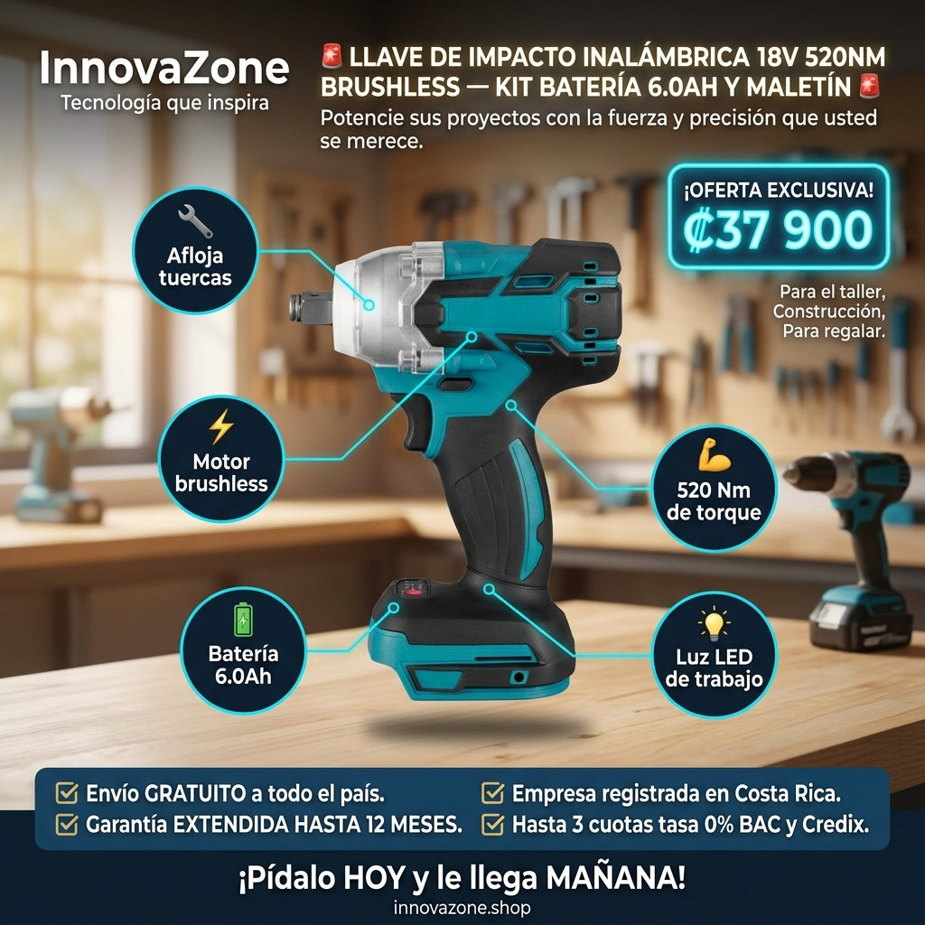 Llave de Impacto Inalámbrica 18V 520Nm Brushless - oferta