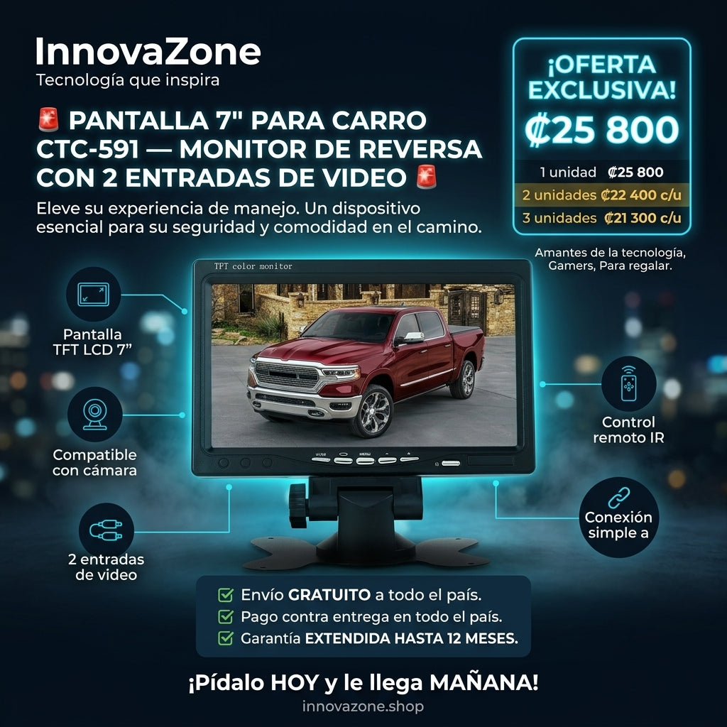 Pantalla 7 Pulgadas para Carro - Monitor de Reversa - oferta