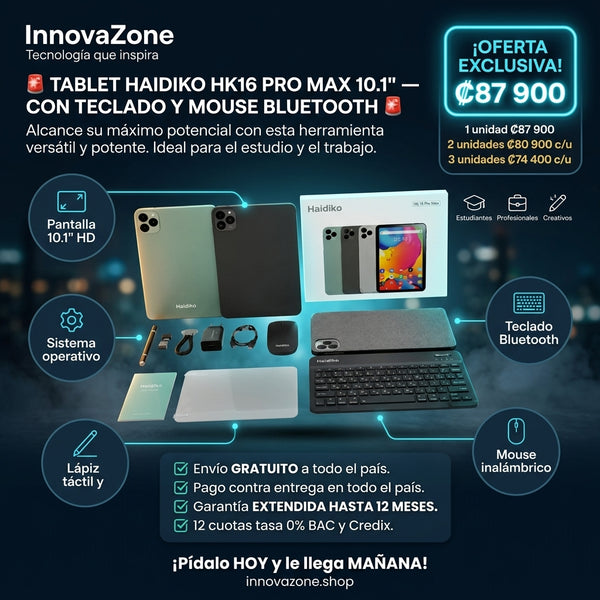 Tablet Haidiko HK16 Pro Max 10.1" con Teclado y Mouse - oferta