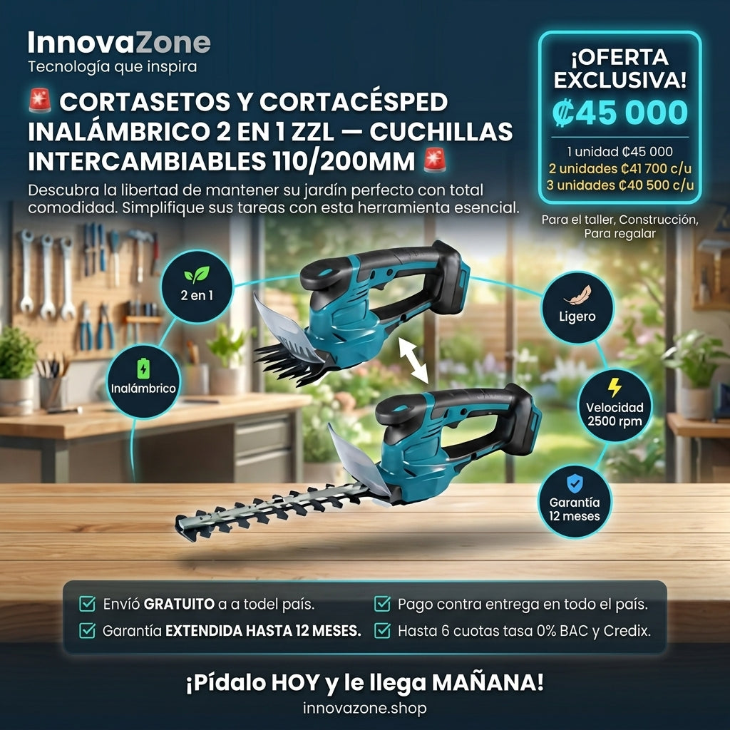 Cortasetos y Cortacésped Inalámbrico 2 en 1 ZZL - oferta