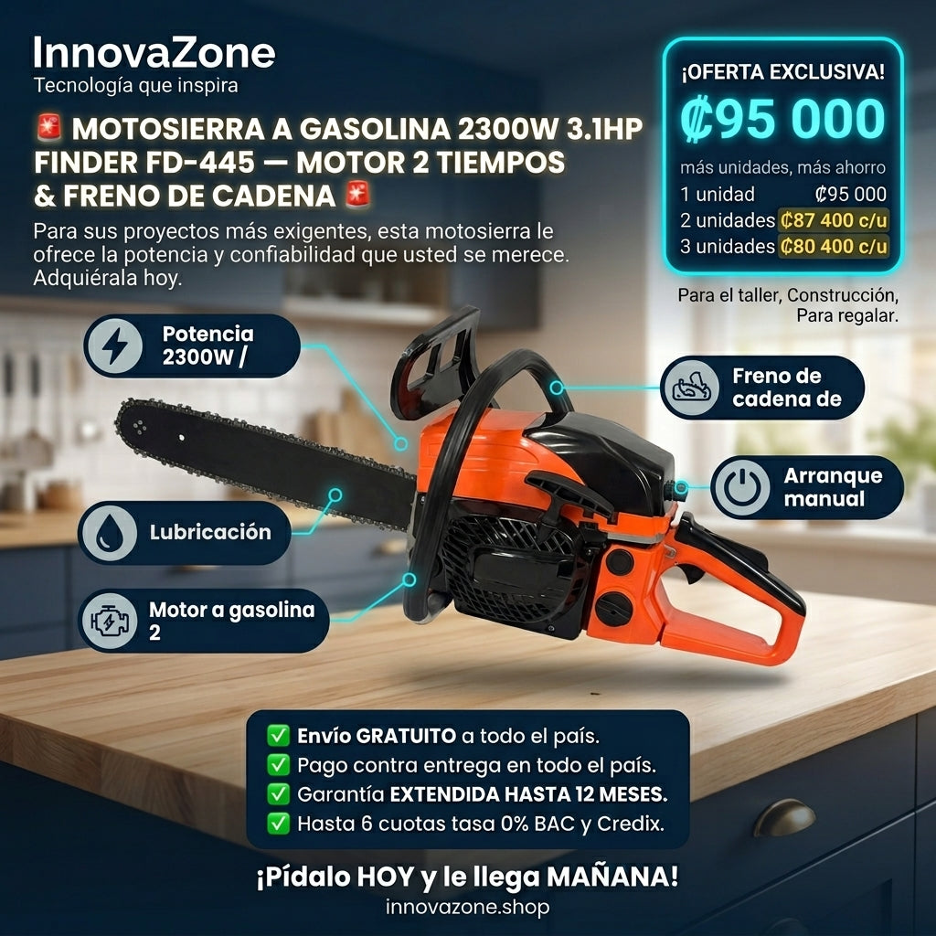 Motosierra a Gasolina 2300W 3.1HP FINDER FD-445 - oferta
