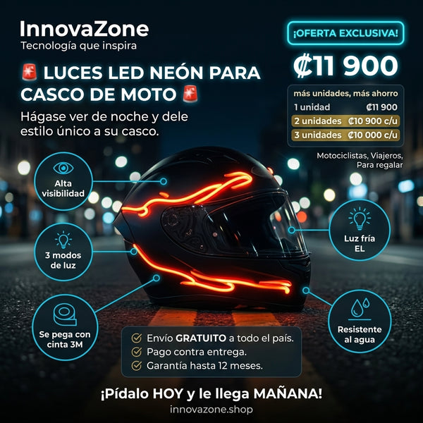 Casco de moto con luces LED neón - oferta