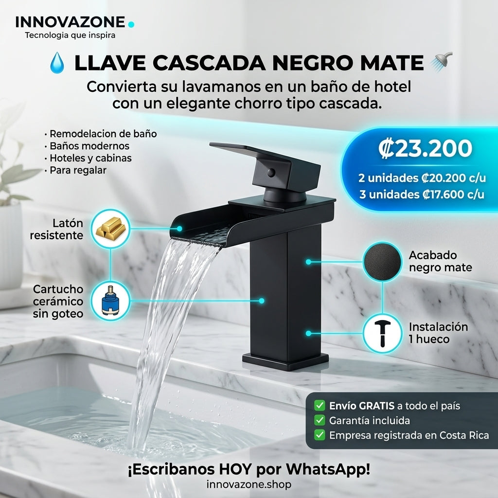 Llave cascada negro mate - oferta ₡23.200 envío gratis garantía