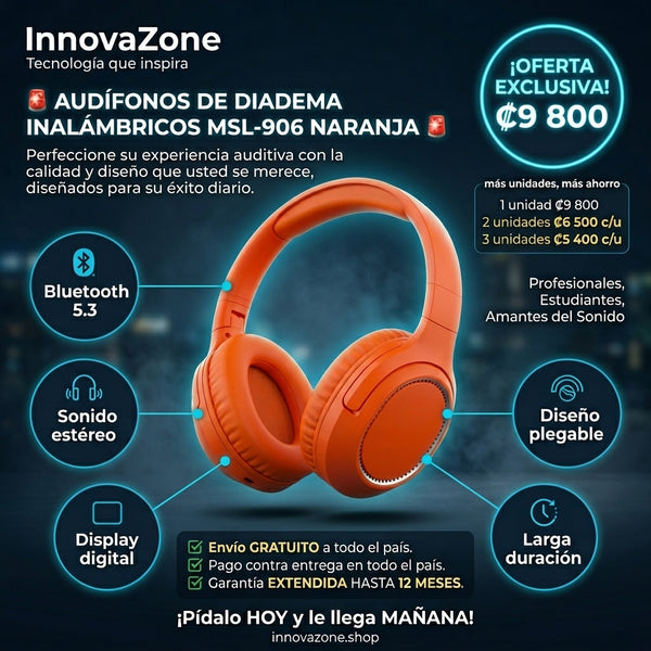 Audífonos MSL-906 Naranja — Oferta ₡9.800