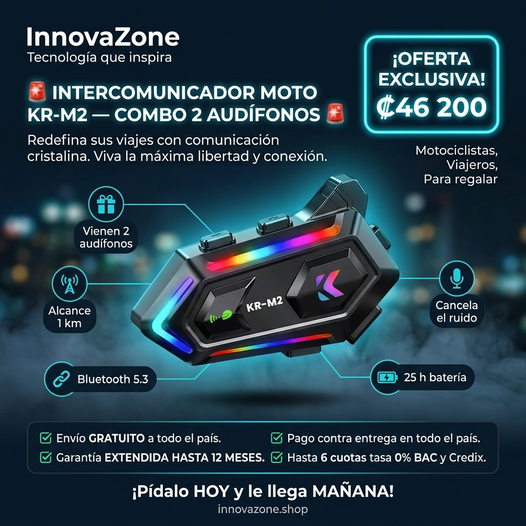 Oferta Intercomunicador KR-M2 Combo 2 audífonos ₡46.200 el par - 1km, Bluetooth 5.3