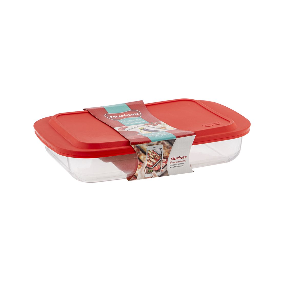 Bandeja Hornear Con Tapa Vidrio Marinex 5.3lt