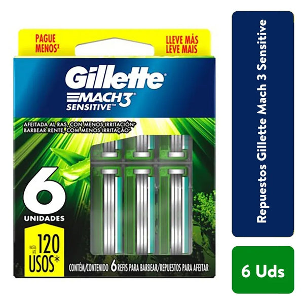 Repuestos Gillette Mach 3 Sensitive - 6 Uds