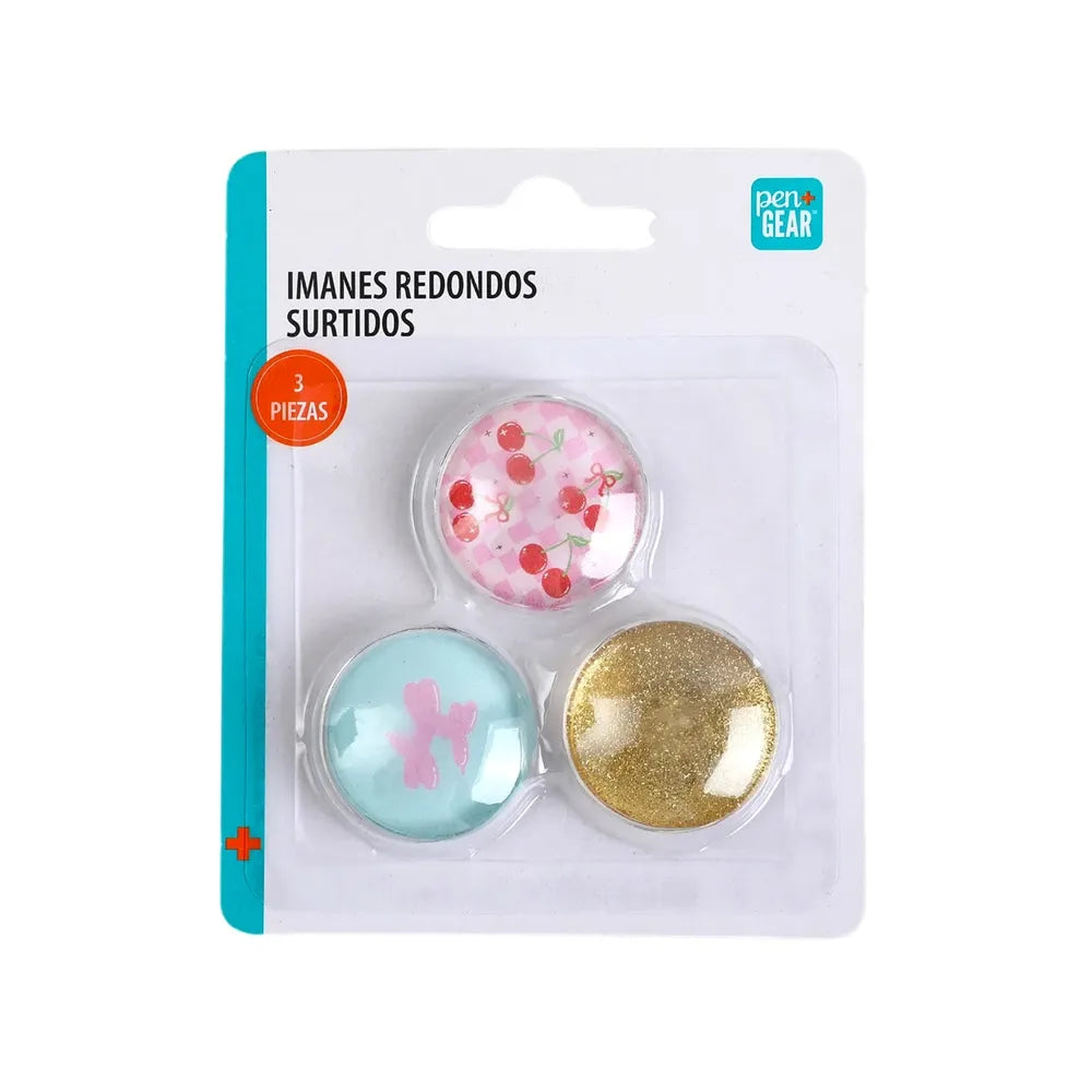 Imánes Pen Gear Redondos Surtidos - 3 Pzas