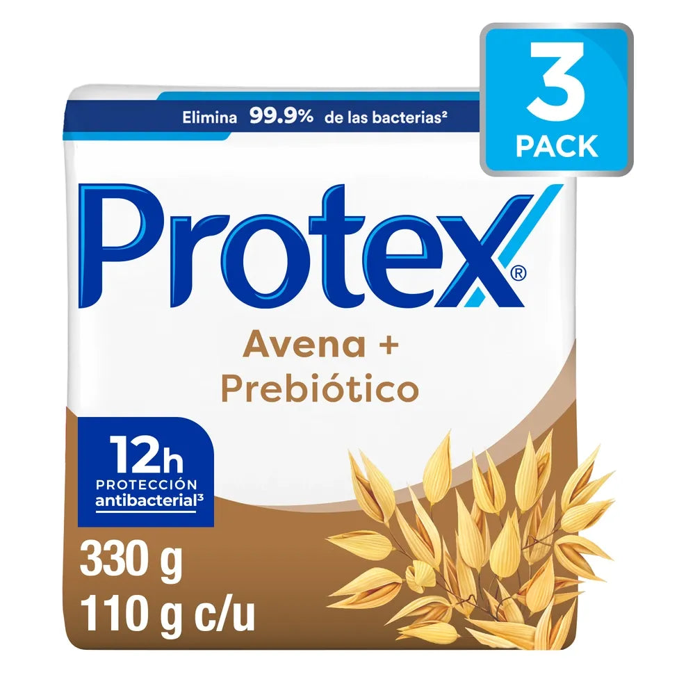 Jabón De Tocador Antibacterial Protex Avena 3 Pack - 330 G