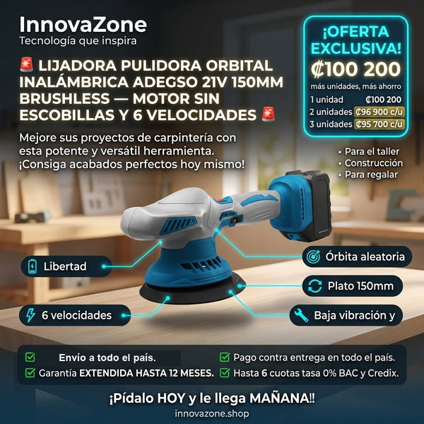 Lijadora Pulidora Orbital Inalambrica ADEGSO 21V 150mm Brushless - oferta