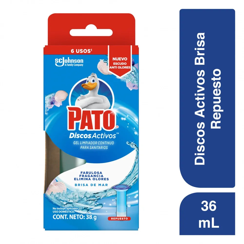 Limpiador Baños Pato Discos Activos Brisa De Mar Repuesto 36 Ml