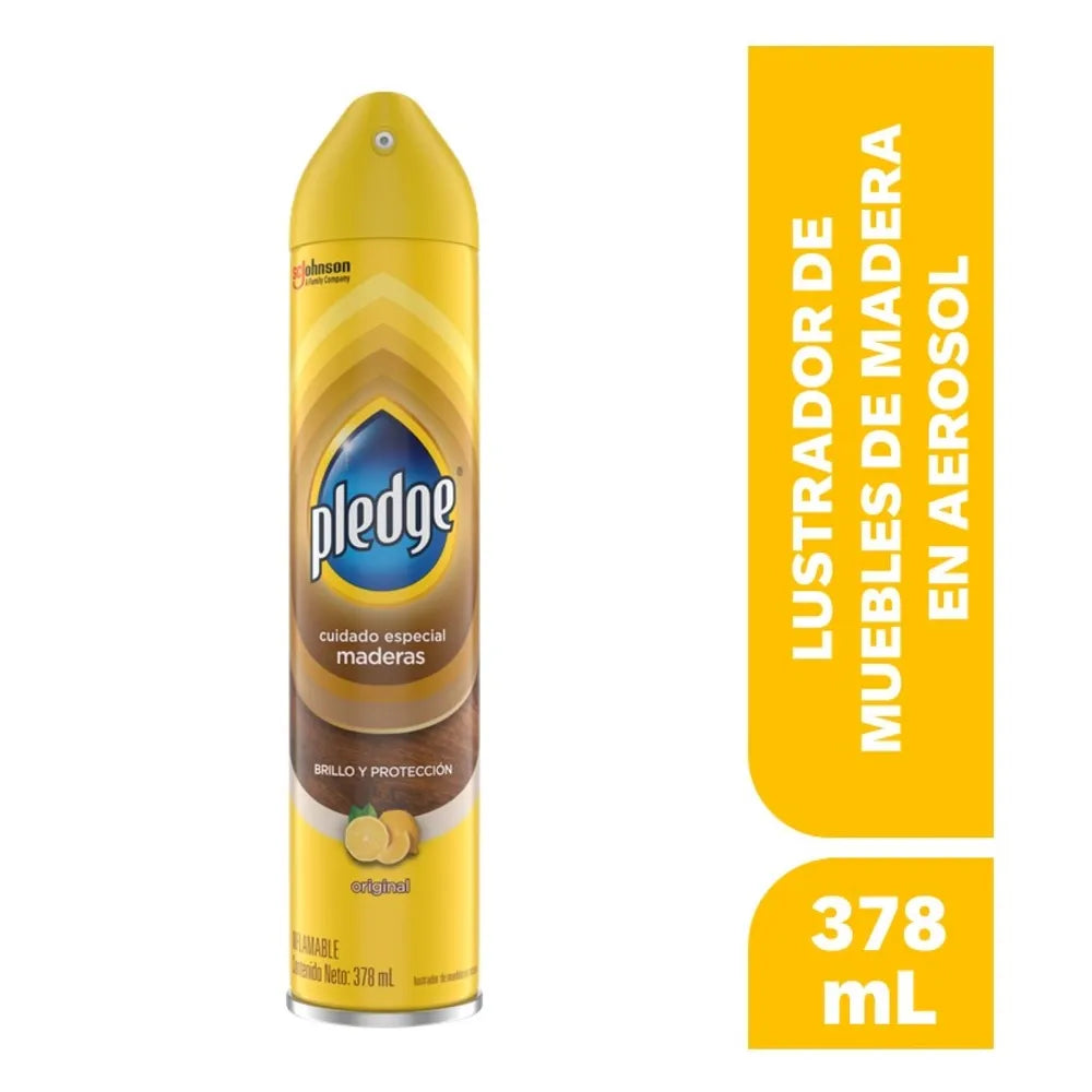 Lustrador De Muebles Pledge Maderas En Aerosol Original - 378 Ml