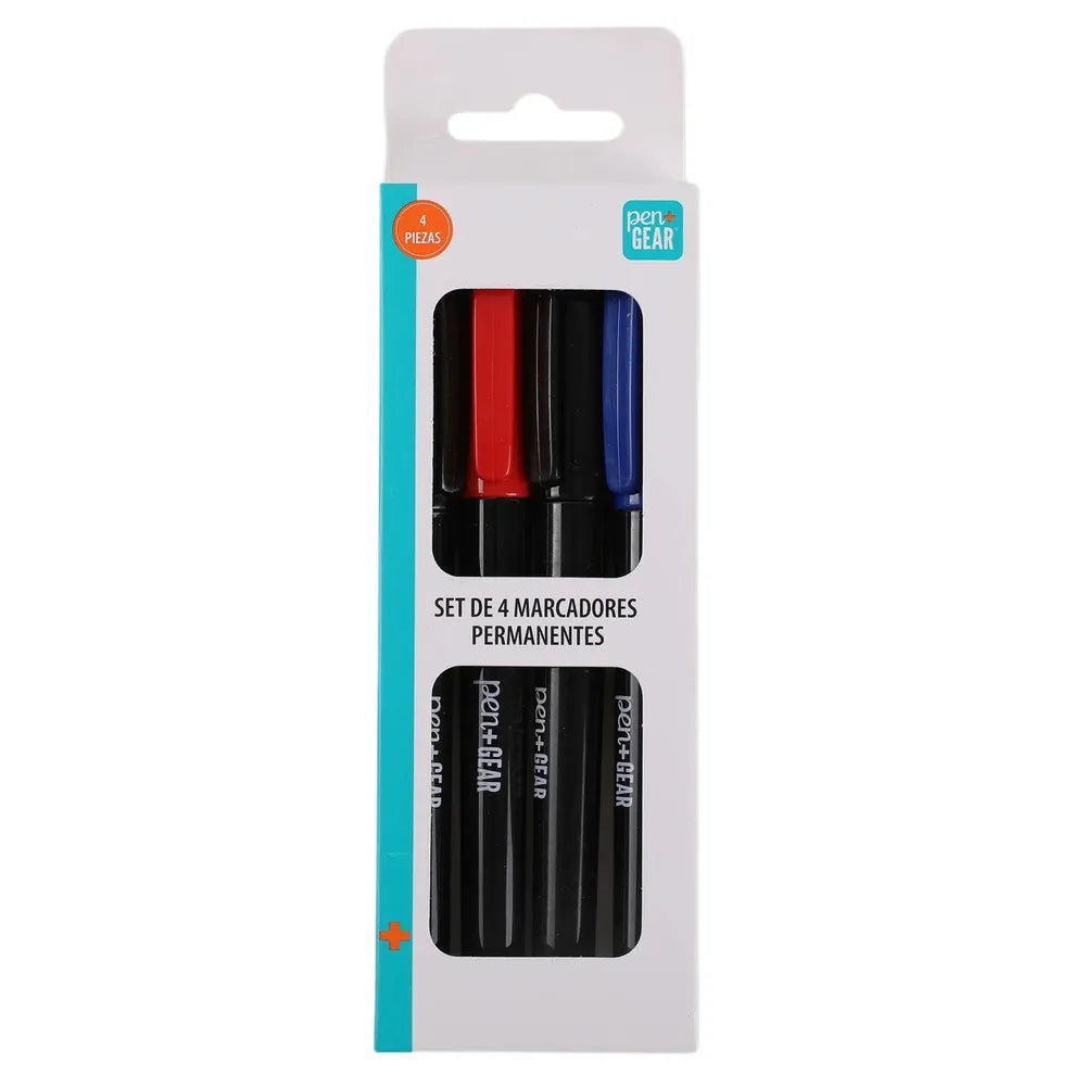 Marcadores Pen Gear Permanentes Set - 4 Pzas