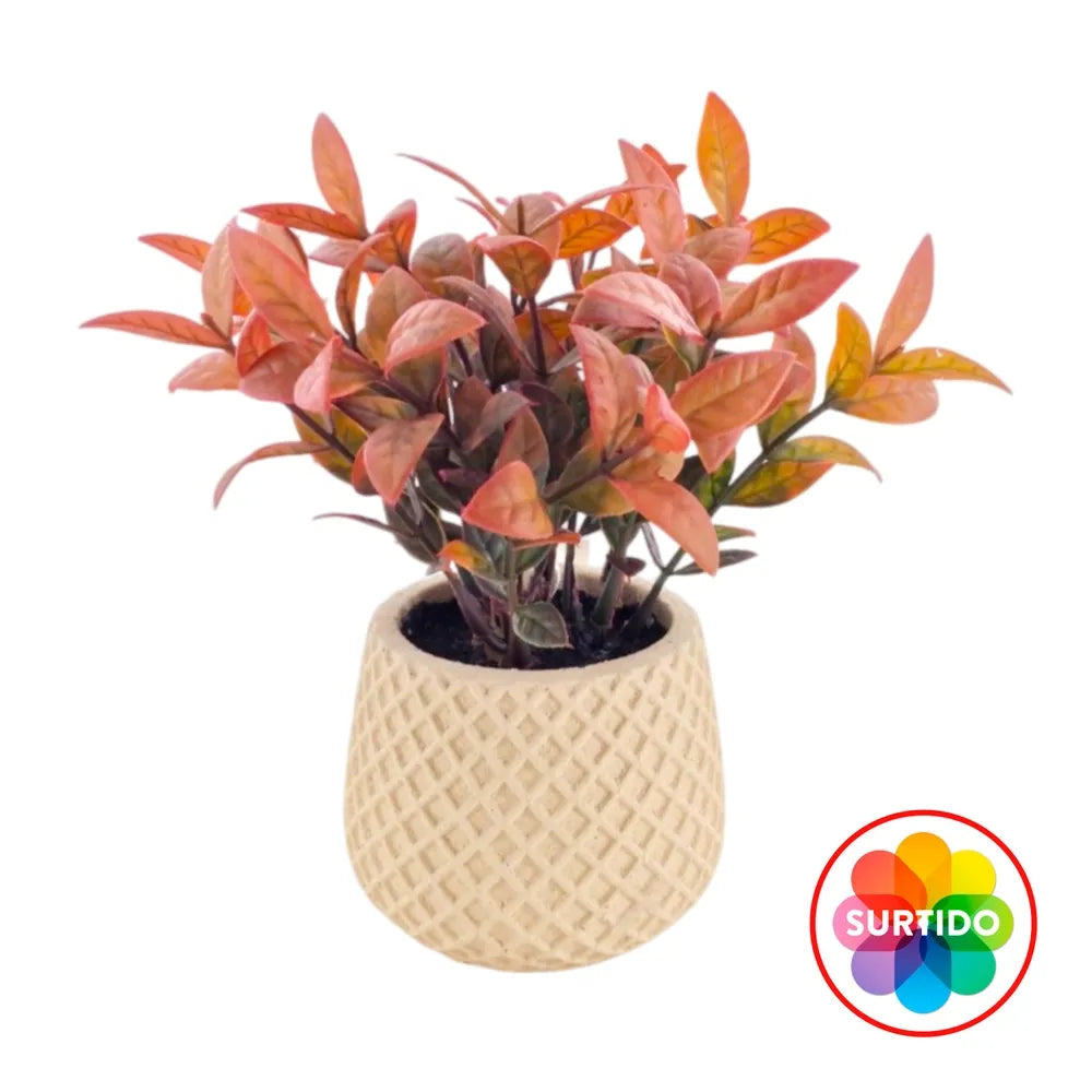 Ms Planta Artificial Maceta Cemento 17cm