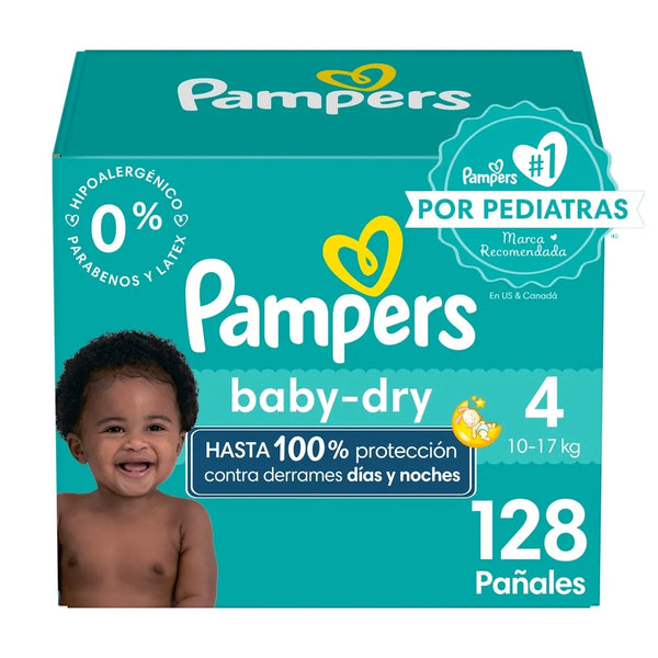 Pañales Pampers Baby-dry Talla 4 Protección Contra Derrames - 128 Uds