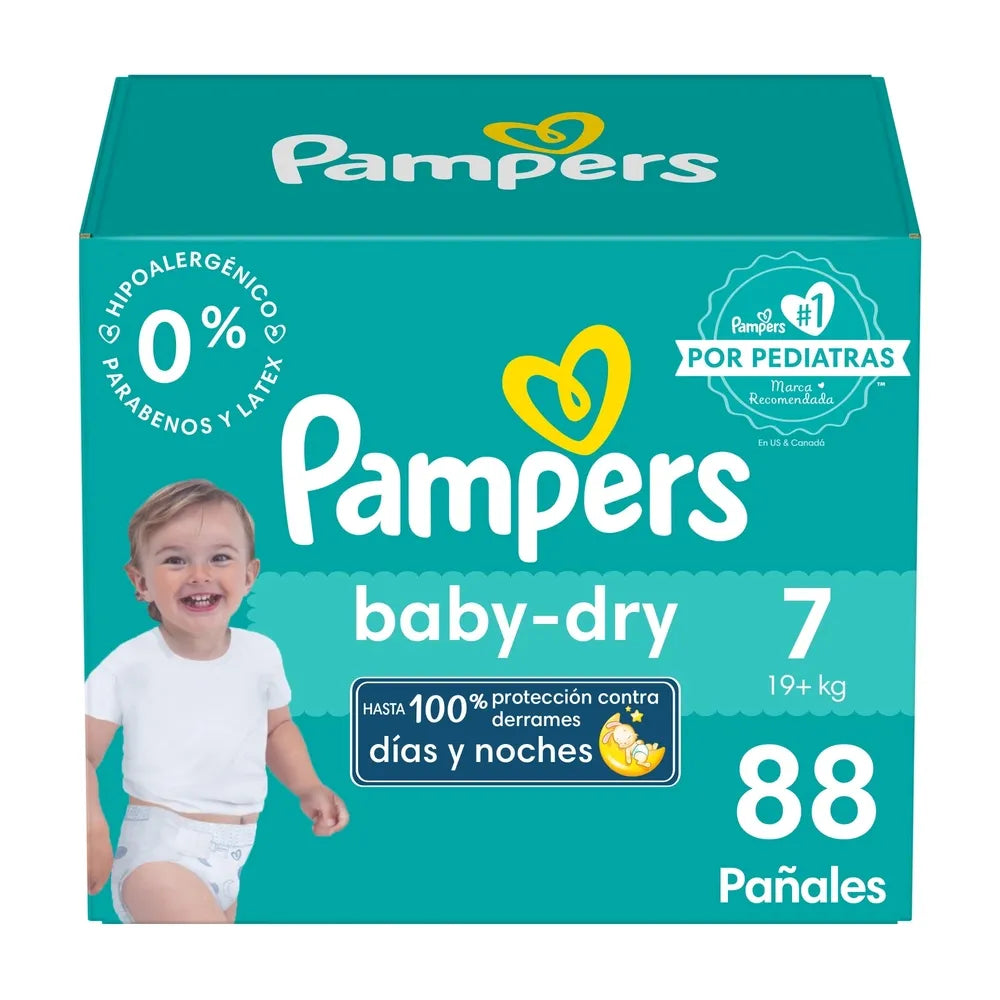 Pañales Pampers Baby-dry Talla 7 +17 Kg - 88 Uds