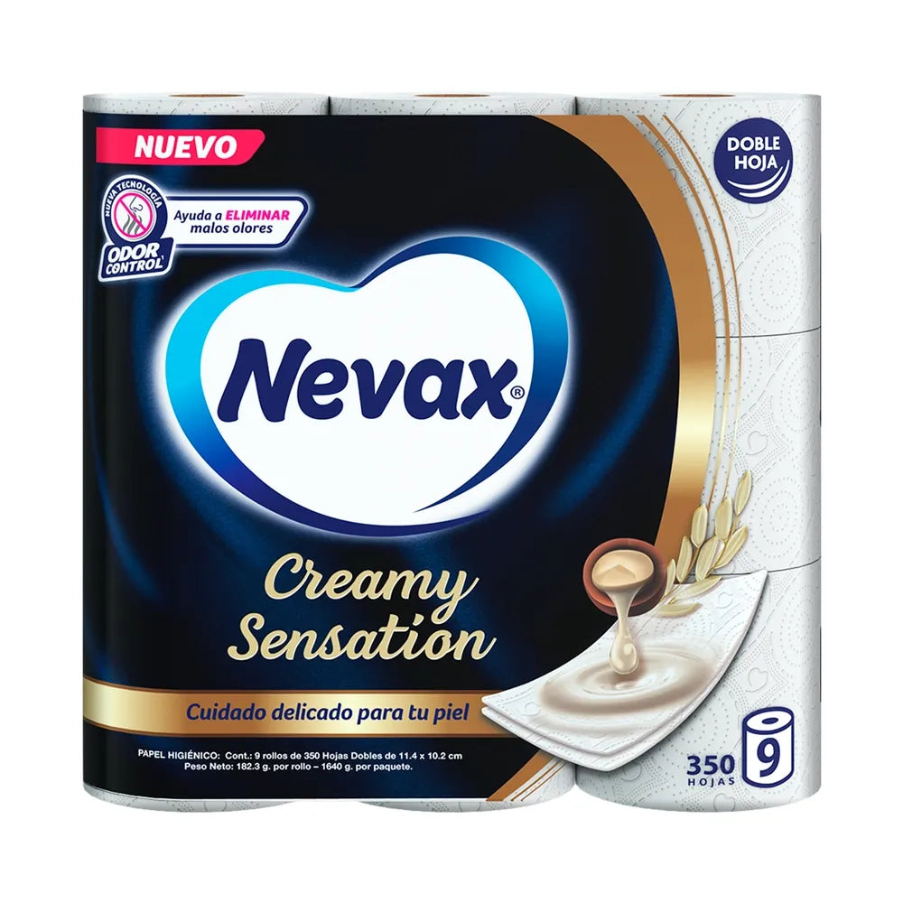Papel Higiénico Nevax Creamy Sensation Doble Hoja - 9 Rollos