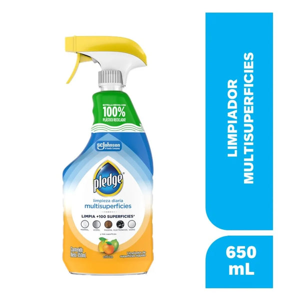 Pledge Limpiador Multisuperficies, Cítrico - Electrónicos, Acero Inoxidable, Maderas Y Más, 650 Ml