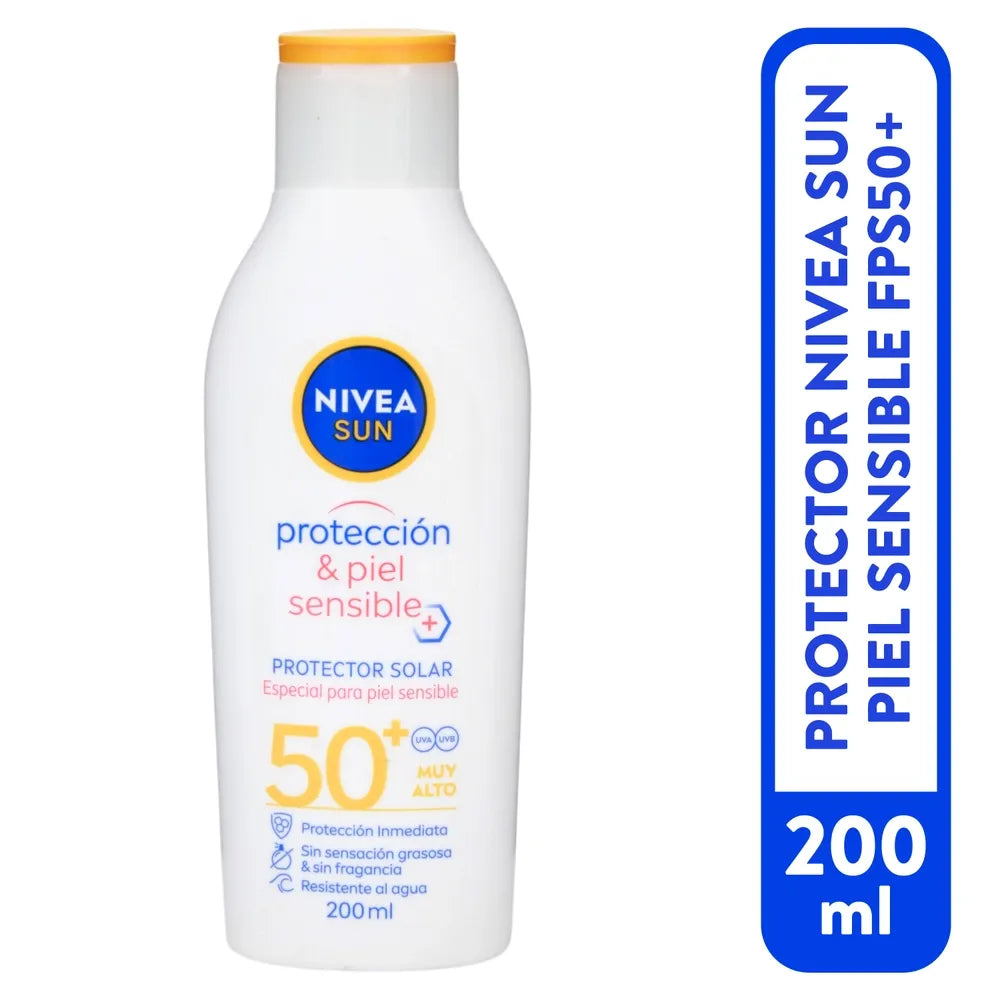 Protector Solar Nivea Sun Piel Sensible FPS 50 - 200 Ml