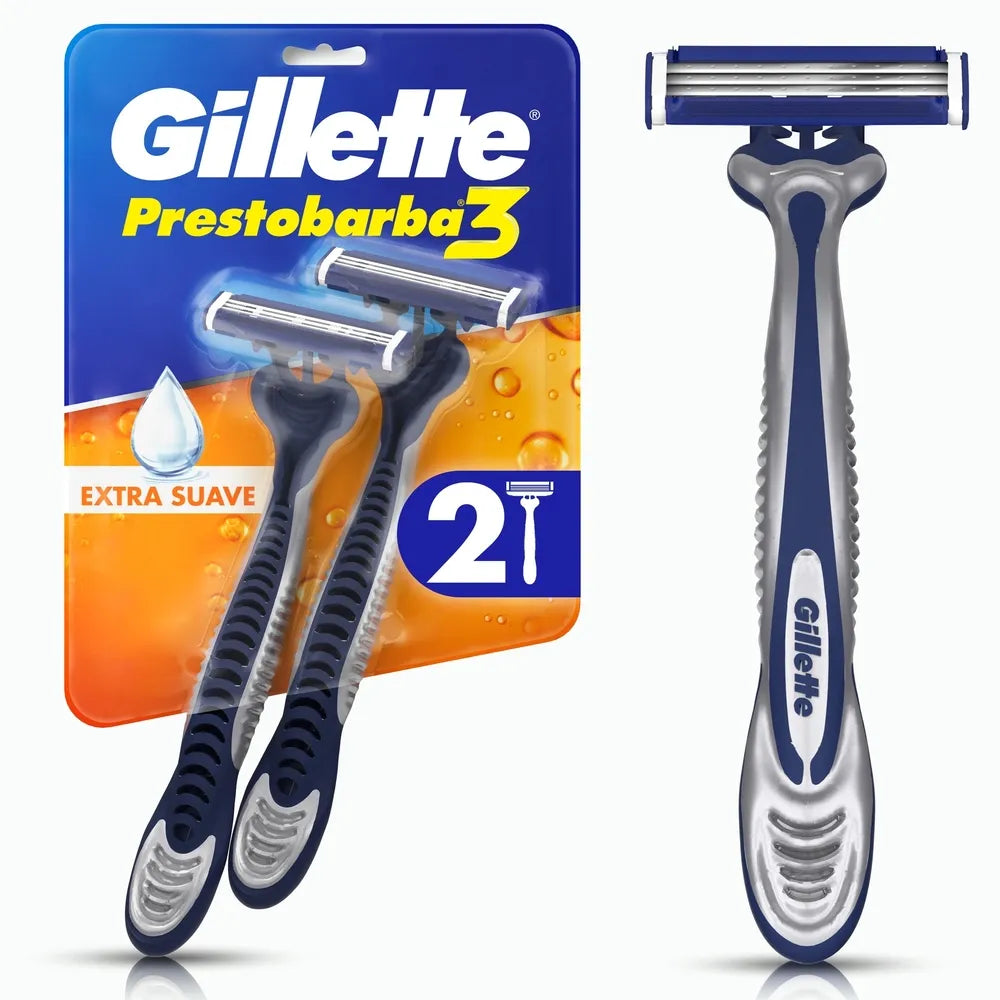 Máquina Afeitar Gillette Prestobarba3 3 Hojas Afeitada Al Ras - 2 Uds