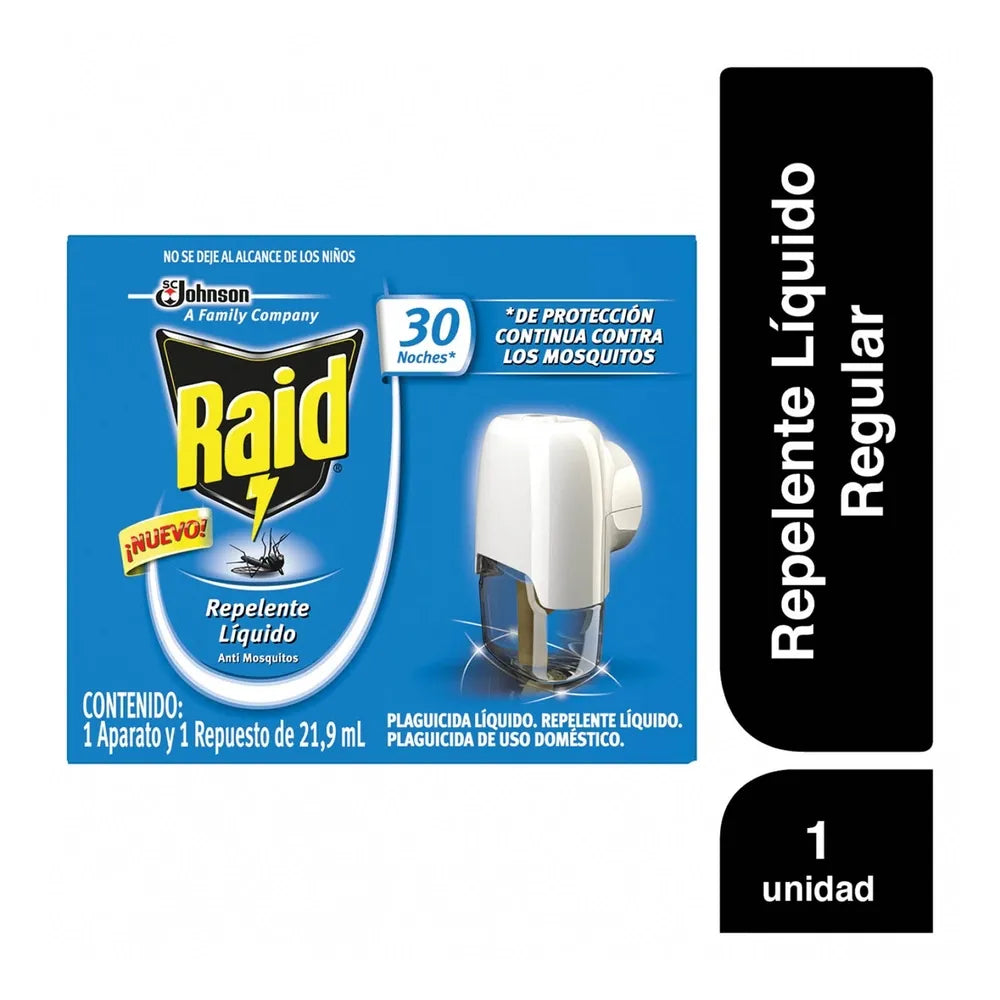 Repelente Líquido Raid Aparato Con Repuesto 30 Noches - 21.9 Ml