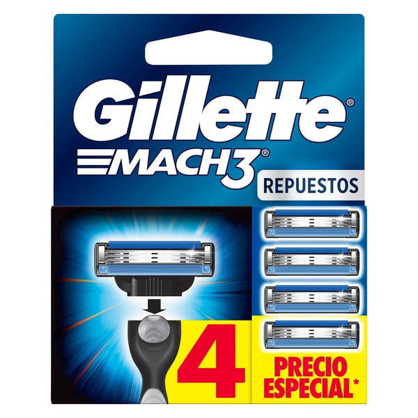 Repuesto Máquina Afeitar Gillette Mach3 3 Hojas - 4 Uds