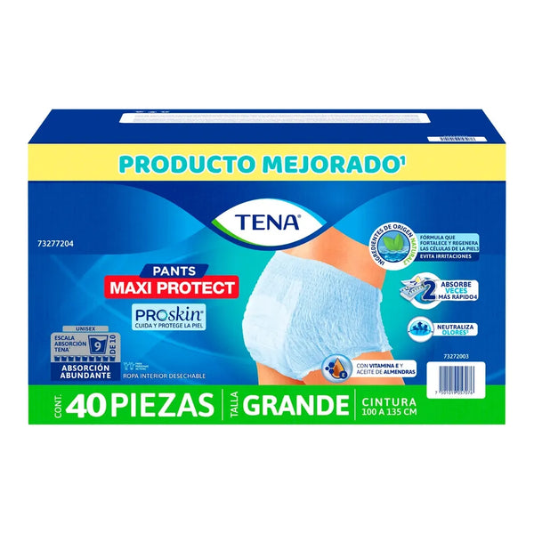 Ropa Interior Unisex Tipo Calzón Tena Pants Maxi Protect Absorción Abundante Para Tu Día A Día Talla G - 40 Piezas
