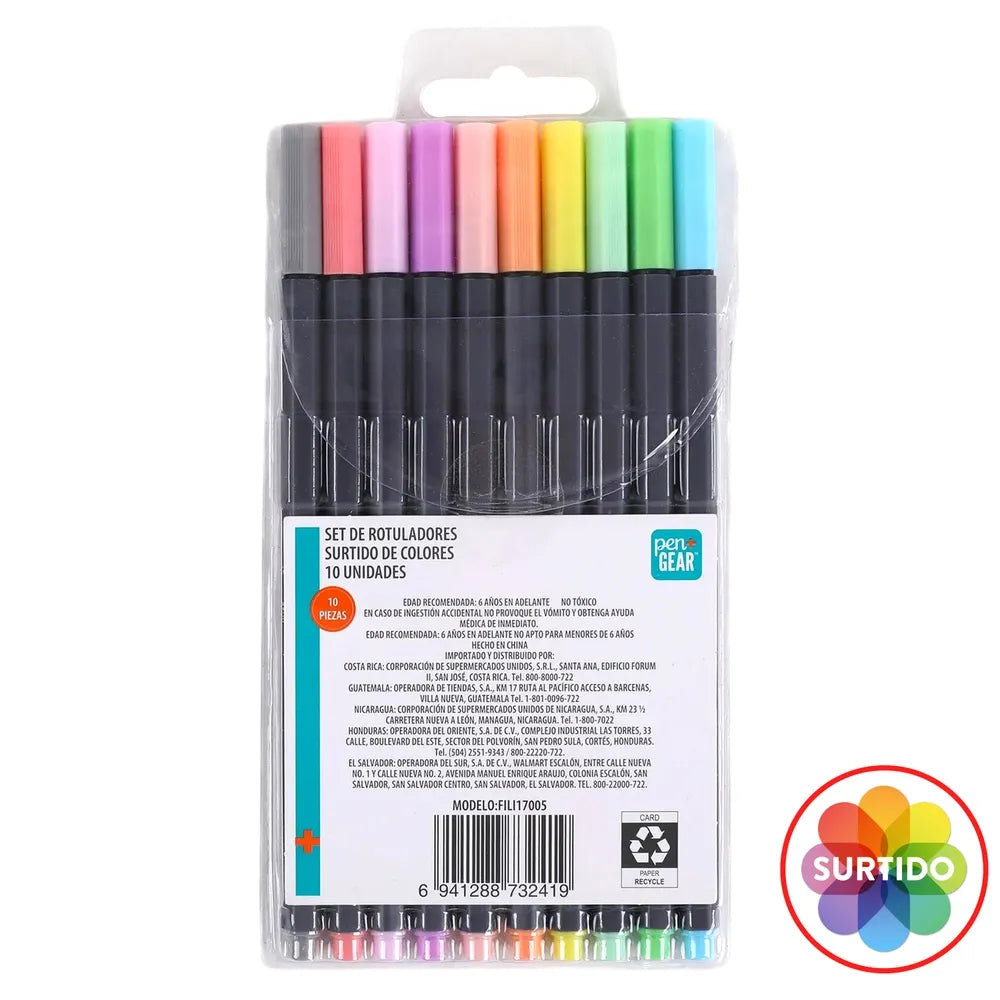 Rotuladores Pen Gear De Colores Surtido - 10 Uds